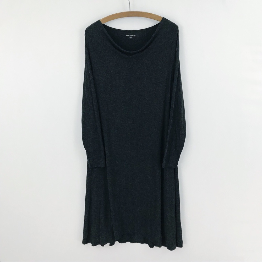 Eileen Fisher Gray Draped Long Sleeve Dress
